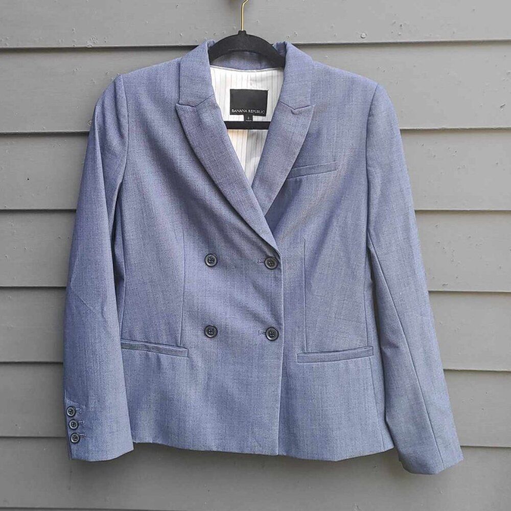 Banana Republic Blue Gray Double Breasted Blazer size 2
